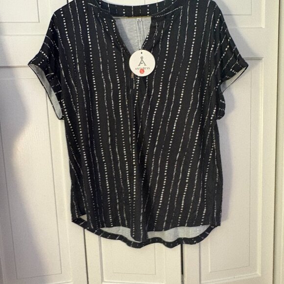 ANRABESS Womens Short Sleeve Henley Tops V Neck Dressy Casual Blouses Summer Tre - Picture 3 of 4